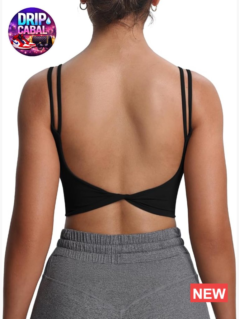 Sports Bra With Removable Pads, Twist Back Design, 75% Nylon 25% Spandex